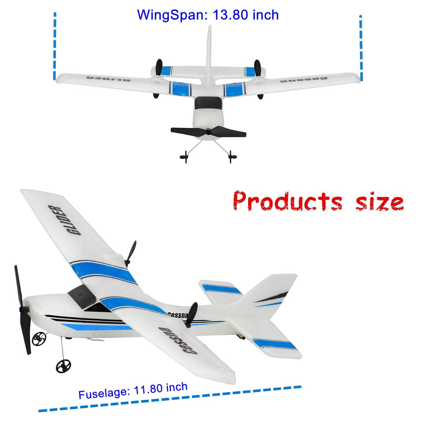 2.4Ghz 2 Channel RC Airplane, Sturdy and Drop Resistant, Suitable for Beginners